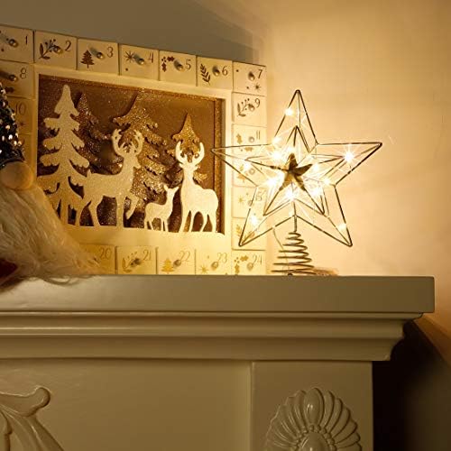 Lulu Home Božićno stablo, 8,5 x 7,6 Srebrni božićni proizvodi od sve zvijezde, 15 LED osvijetljenih Xmas