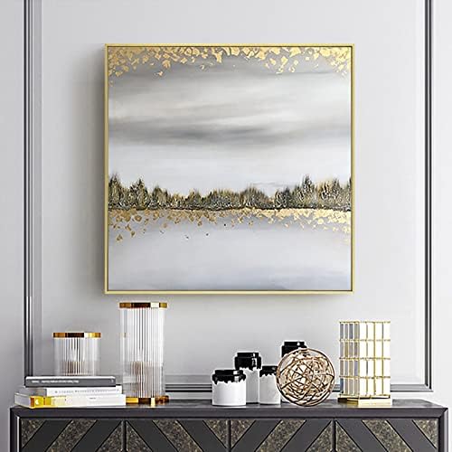 YUANYIRAN velika uljana slika ručno obojena zlatna folija-kvadratna Umjetnost teksturirana apstraktni Model soba