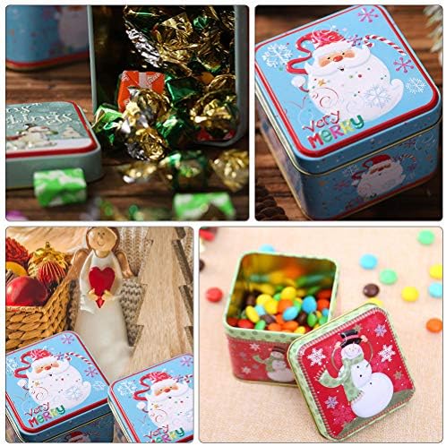 Upkoch Tinplate Square Candy kutije Božićni dizajn Poklon kutije za odlaganje 2pcs