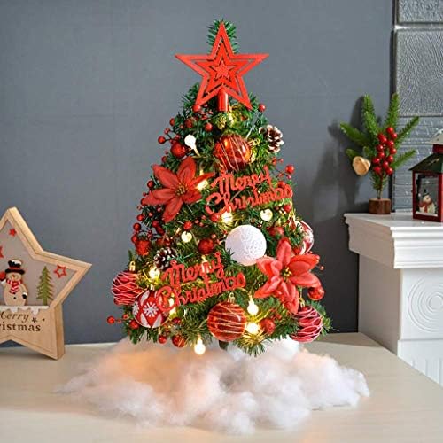 PDGJG tabletop božićno drvce, umjetni mini Xmas borovi treperi sa LED žičarima i ukrasima, božićno