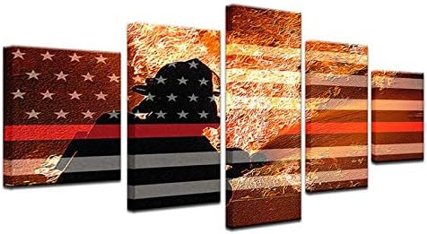 Slika plakata HAOSHUNDA Decor na platnu Print slike 5 komada heroj vatrogasac slika američke zastave
