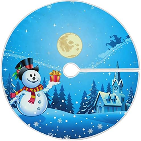 Oarencol Snowman Santa Sneigh Snowflake Moon Christmas Swither Suknja 36 inčni Xmas Holiday Party Tree Detaos