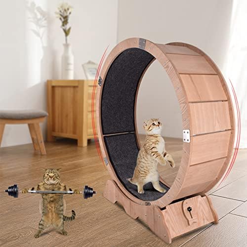 GinSent Cat Wheel, veliki točak za vježbanje za mačke,prirodni drveni točak za mačke za kućne mačke, igračke