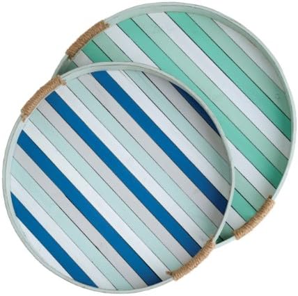 Shiraleah Summerville okrugla ukrasna ladica, okean / morska pjena, set od 2