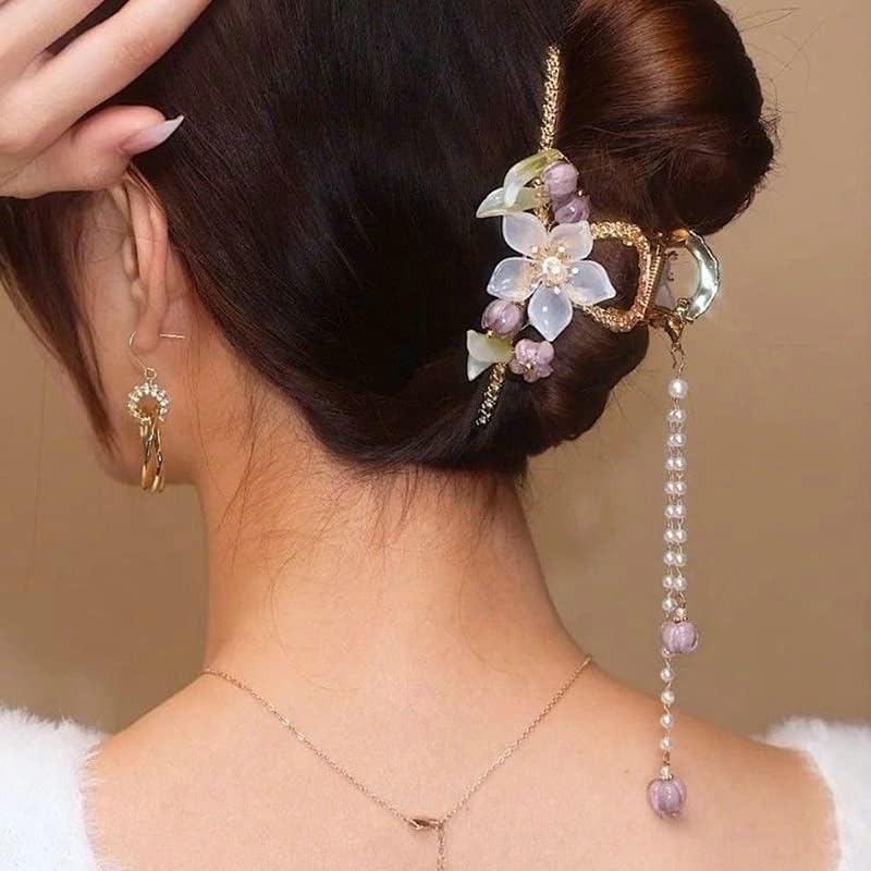 Orah kineski drevni stil legura kose kopče za klip za žene djevojke cvijeće rhinestone ruže kabine za glavu na glavi dodaci za glavu