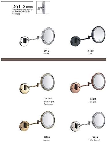 ZAAHH 8-inčna LED svjetla zidna ogledala za šminkanje dvostrano ogledalo dodirni prekidač uvećavajući