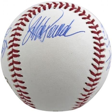 2009 Yankees Jeter Rivera Posada potpisao je 2009. WS Logo OML bejzbol Steiner - autogramirani