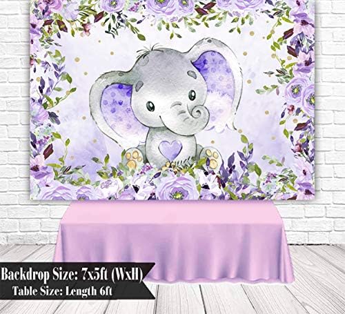 Sensfun ljubičasta Floral Elephant Baby tuš pozadina djevojka Elephant Baby tuš dekoracije lavanda