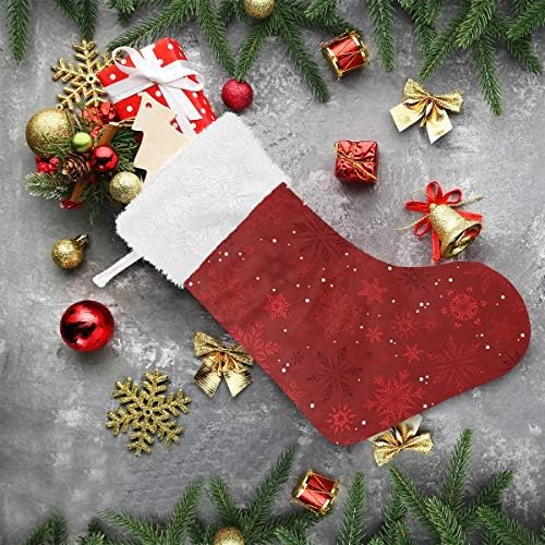Alaza Božićne čarape Crvene snežne pahulje Klasično Personalizirano Veliko ukrašavanje čarapa