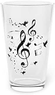 Pivo Glass Pint 16oz duhovita melodija melodije muzičar ptice simboli tekstopisci novost 16oz