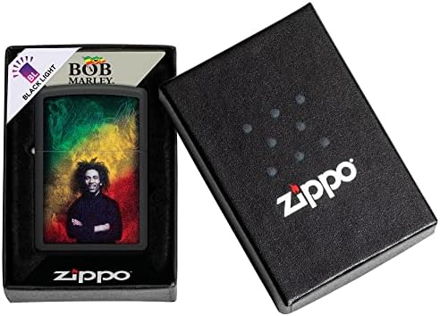 Zippo Unisex-Adult Bob Marley upaljači, Marley Black Light Crna mat