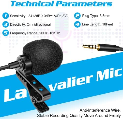 Profesionalni ocena Lavalier rever mikrofon za Nokia T20 kompatibilan sa iPhone telefonom ili blogovima
