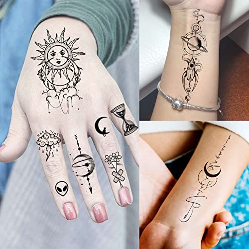 COKTAK 28 listova svemir privremene tetovaže za djecu Žene Muškarci, 3d lažni Realistični Star Sun