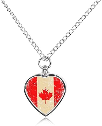 Kanada retro zastava urn ogrlica srce srebrni urn zaključaj privjesak za čuvanje nakita za pepeo za