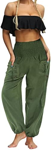 Miashui ženske pantalone Casual rad sa džepovima letnje pantalone sa vezicama visoke pantalone sa strukom