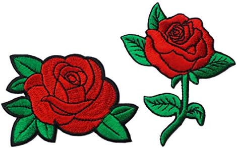 Crvena ruža Slatko vezeno željezo na patch valentinovo Applique crtica Cartoon Slatka ukras Jean