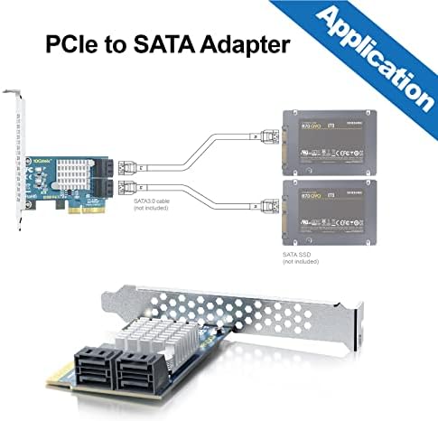10GTEK PCIE SATA kartica 4 port sa 4 SATA kablovima i nosačem niskog profila, 6Gbps SATA3.0 CONPURCATER