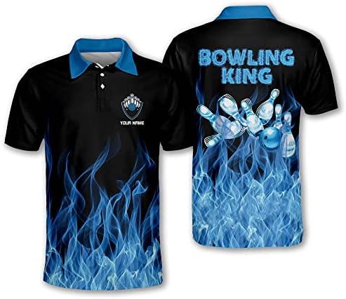 Teeman Custom Funny Bowling majice s imenima, muški dres košulje za kuglanje kratki rukav, plava platna