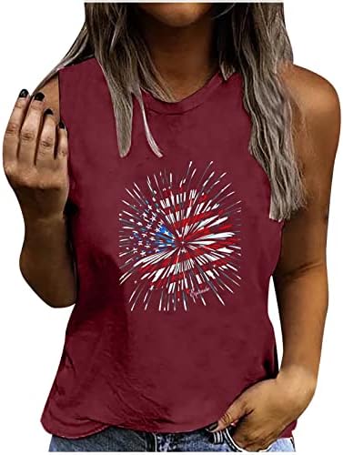 HGCCGDU 2023 Vrhovi rezervoara za nezavisnost za žene bez rukava 4. jula Thirts Thirts Američka zastava Firework