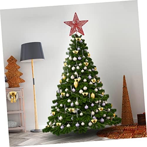 AMOSFUN 1pc Pentagon Top Star Božićno stablo Topper Glitter Vintage Home Decor Star Hollow Topper Dekoracija