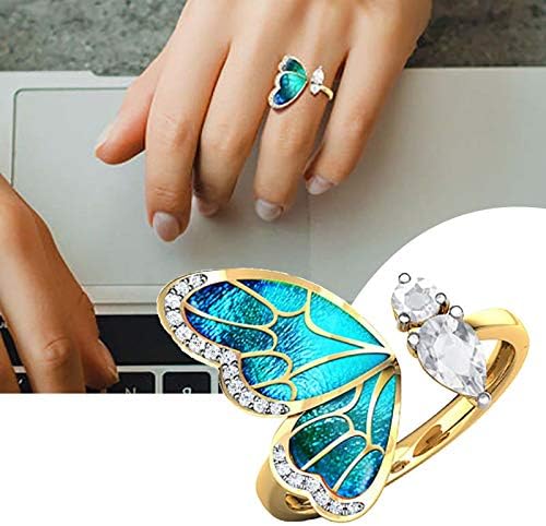 Ženski vjenčani prstenovi moda otvorena podesiva angažman prstenje leptir simulirani dijamantni prstenovi nakit