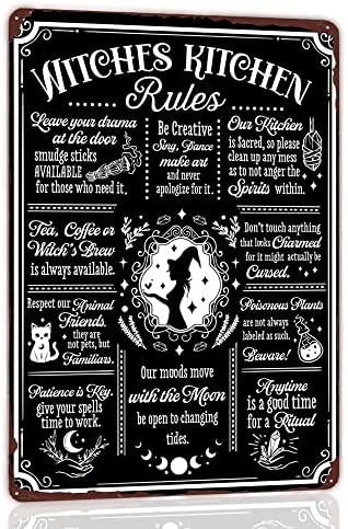 Vještice Kuhinjska pravila Retro Metal Tin znak, Witch's Brew je uvijek dostupan, smiješna Halloween potpisao