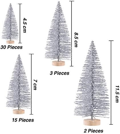 Satinior 60 komada Umjetno mini božićno drvce Sisal snježni drveće boce božićna stabla borove stablike