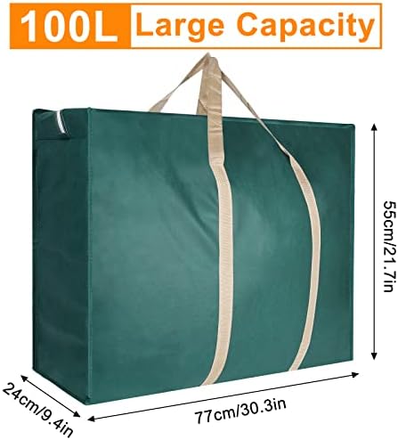 3 pakovanje 100l velike točke za pohranu, velike pokretne vrećice sa patentnim zatvaračima i ručkama,