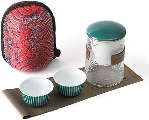 Wsaikis prijenosni mini putni čaj sa infusicom kineski kung fu s čajnim teaporom sa 1 staklenim potpornim i 2