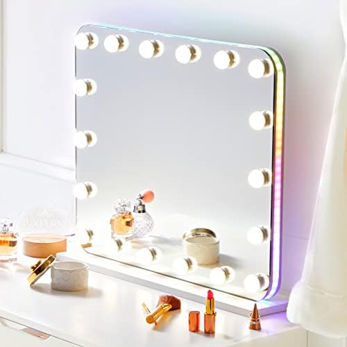 Luxfurni ogledalo sa svetlima, ogledalo za šminkanje sa RGB LED osvetljenim za promenu boje za spavaću