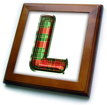 3drose slatka crvena i zelena Božić karirani Monogram početne l-Framed Tiles