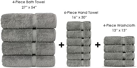 Chakir turski posteljina siva 4 komada ručnika za kupanje, 6 komada ručnika za ruke i pauza za pranje