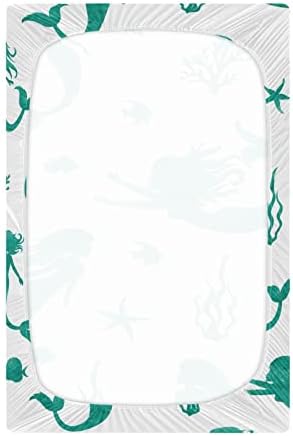 Alaza akvarel sirena Starfish & Fish Crib listovi opremljeni bassinet listom za dječake Djevojke