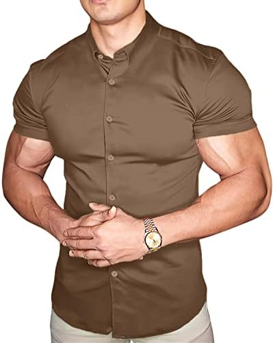Ležerni muški mišićni fit haljina kratki rukav Atletski fit gumb niz majice