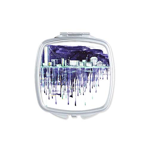 Noćno Zvjezdano Nebo Moderno Gradsko Akvarelno Ogledalo Prijenosno Kompaktno Džepno Šminkanje Dvostrano