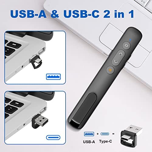 USB-C / USB-a Laser Pointer za prezentaciju kliker PowerPoint Wireless prezenter Remote, Google Slide