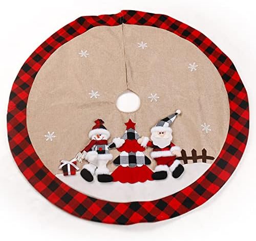 Munux Santa Claus Snowman Red Crna plairana božićna suknja Božićno ukrasno božićno drvce pregače crvena