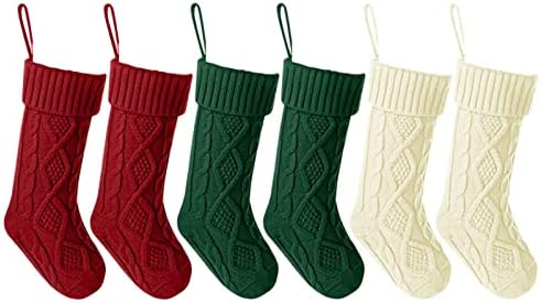 Classic 6 pakovanje pletene božićne čarape pletene čarape za čarape Rustikalna seoska kuća za obiteljski
