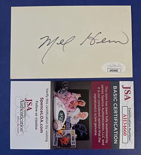 Mel Hein potpisao 3x5 indeksnu karticu NY Giants Fudbal HOF JSA COA AH34660 - NFL rez potpisi