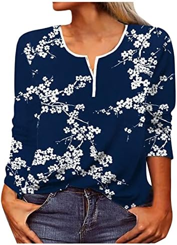 Vintage tinejdžeri za žene Ležerne prilike Henleyji košulja Elegantne majice s kratkim / dugim