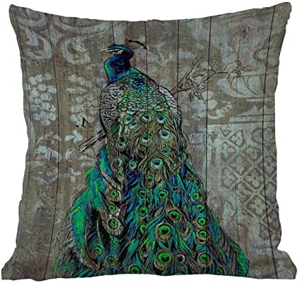Retro ljubičasta teal paun s cvijećem jastuk za jastuk vodkolor paunski dekor zrna jastuk jastuk za