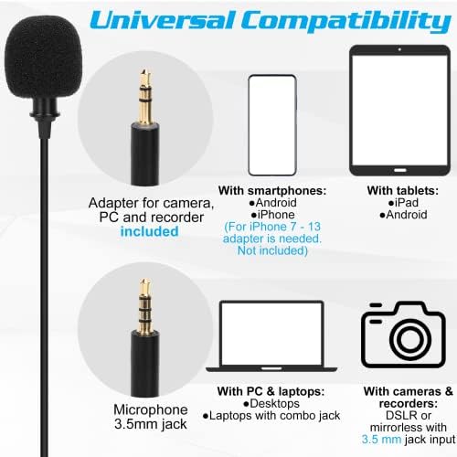 Profesionalni ocena Lavalier rever mikrofon za Ulefone oklop X6 kompatibilan sa iPhone telefonom ili blogovima