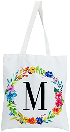 Set 2 monogram za višekratnu upotrebu Personalizirane torbe za tote za žene, cvjetni dizajn