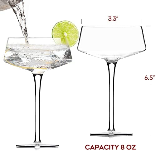 Chouggo martini naočare Set 6, 8oz Coupe koktel naočare, ručno vazduh Premium kristalno koktel staklo za Bar,