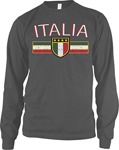 Amdesco Muška zastava i štit, Italija, Italija italijanska majica s dugim rukavima