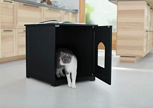 zoovilla Loo za mačke-skriveni namještaj u kutiji za otpatke, Crni