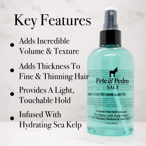 Pete & Pedro SALT - prirodni morski sol sprej za kosu muškarci & žene, dodaje trenutni volumen,