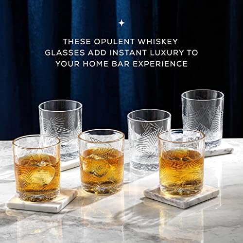 JoyJolt Gatsby Whisky Glass Set od 6 teksturiranih čaša za viski za Bar . Staromodne čaše za kamenje za