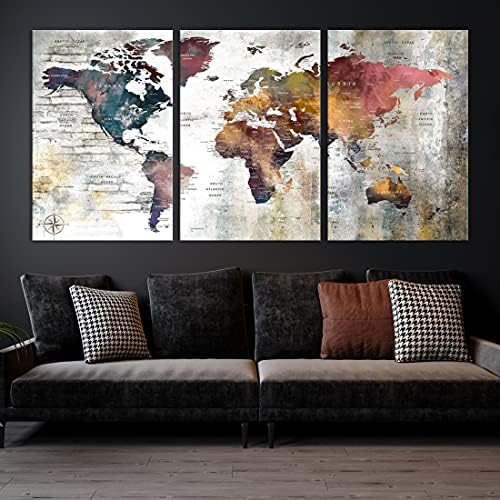 Sami Eymur Karta Svijeta zidna Umjetnost Multi Panel X-veliki platneni Print za Kućni dekor dnevna blagovaonica