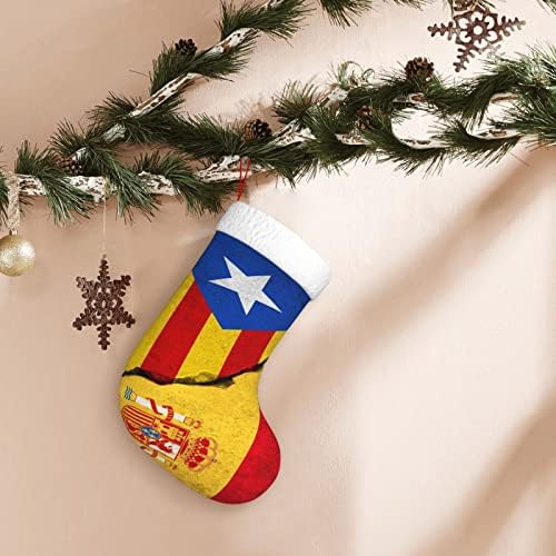 QG ZZX Katalonski Španjolska Zastava slomljene Brick Božićne čarape Xmas Čarape Kamin Viseća čarapa 18 inča
